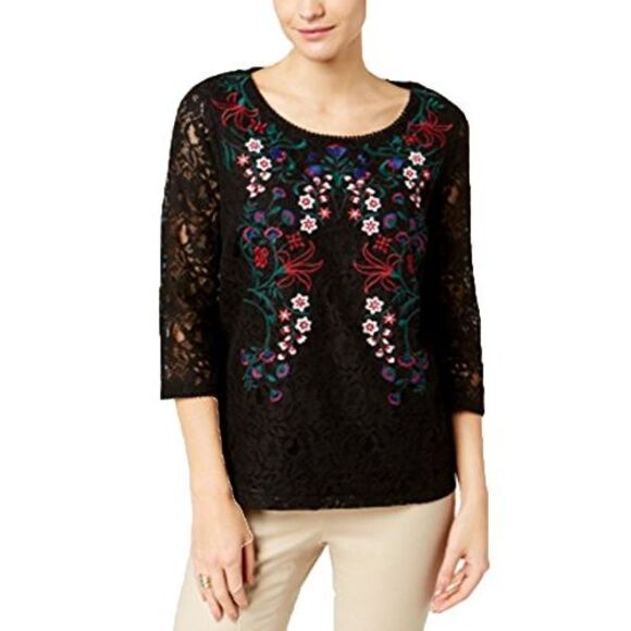 Charter Club Embroidered Lace Top - Picture 2 of 4